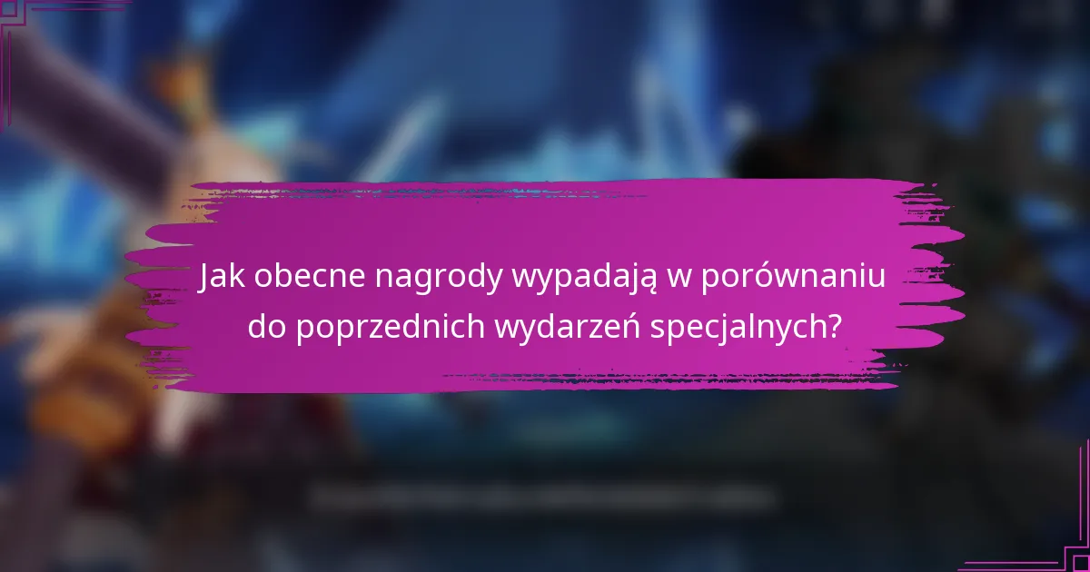 Jak obecne nagrody wypadają w porównaniu do poprzednich wydarzeń specjalnych?
