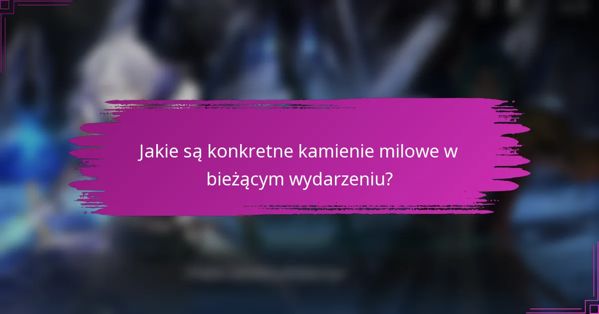 Jakie są konkretne kamienie milowe w bieżącym wydarzeniu?