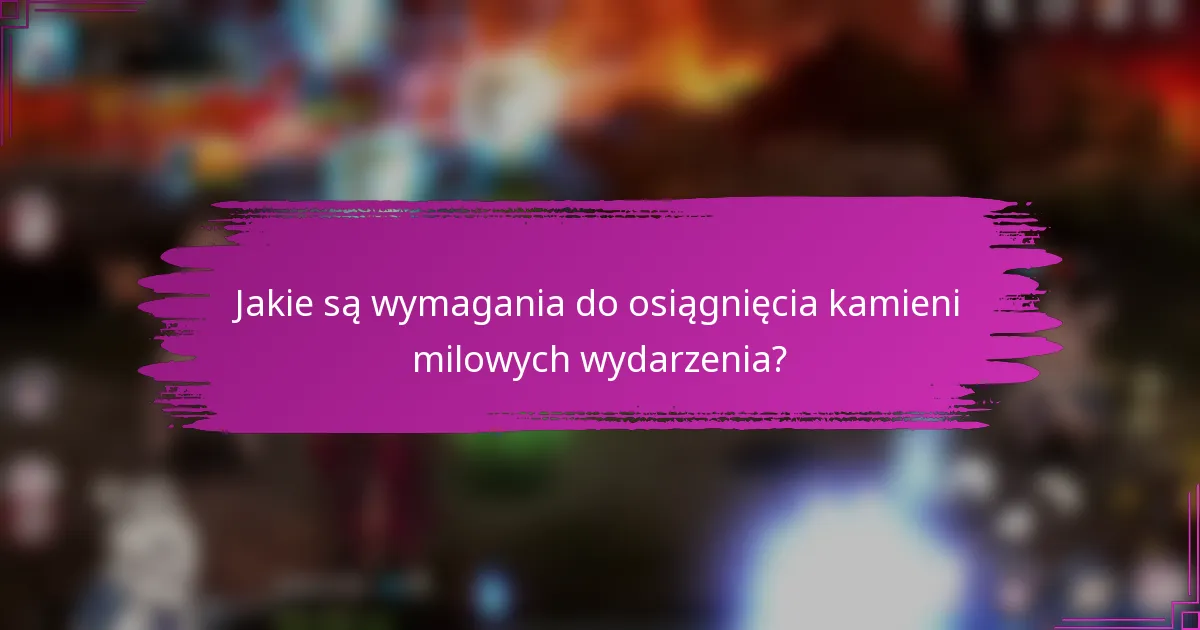 Jakie są wymagania do osiągnięcia kamieni milowych wydarzenia?